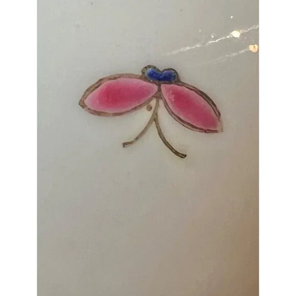 Antique Famille Hand-Painted Chinese Porcelain Vase 7" with Mark White Pink Gree - Picture 7 of 16